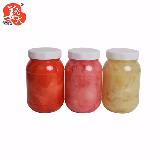 マリネしたて、スライス、白、赤、ピンクの中華風寿司生姜